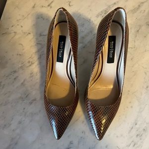 White House Black Market brown snakeskin heels - size 7 1/2
